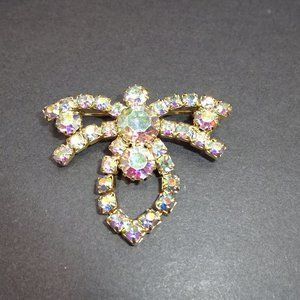Vintage Spider Brooch Pin Rainbow Rhinestones